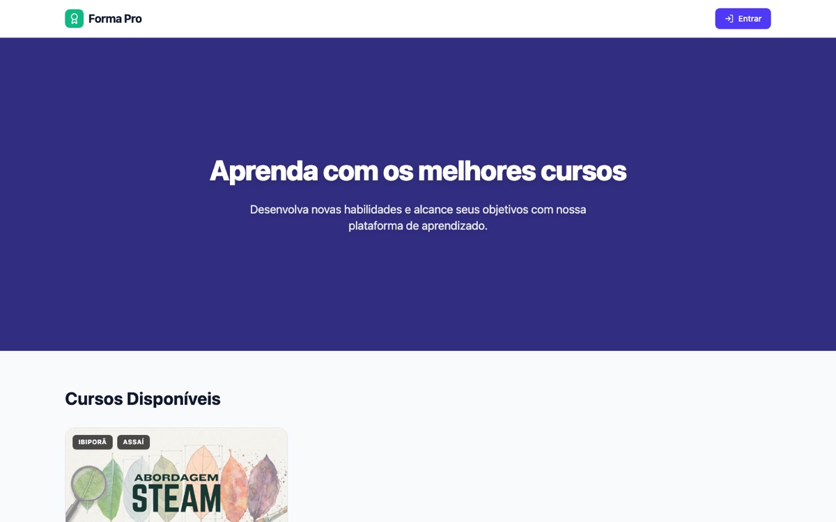 Página inicial do Forma Pro